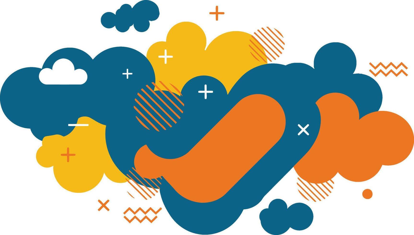 Abstract Colorful Cloud Forms with Geometric Accents vector