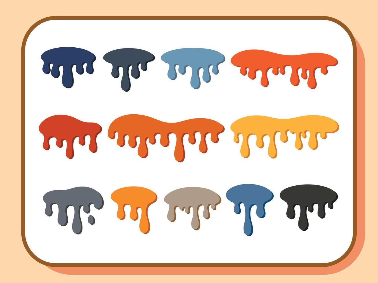Colorful dripping paint blobs in a grid pattern cartoon style illustration vector