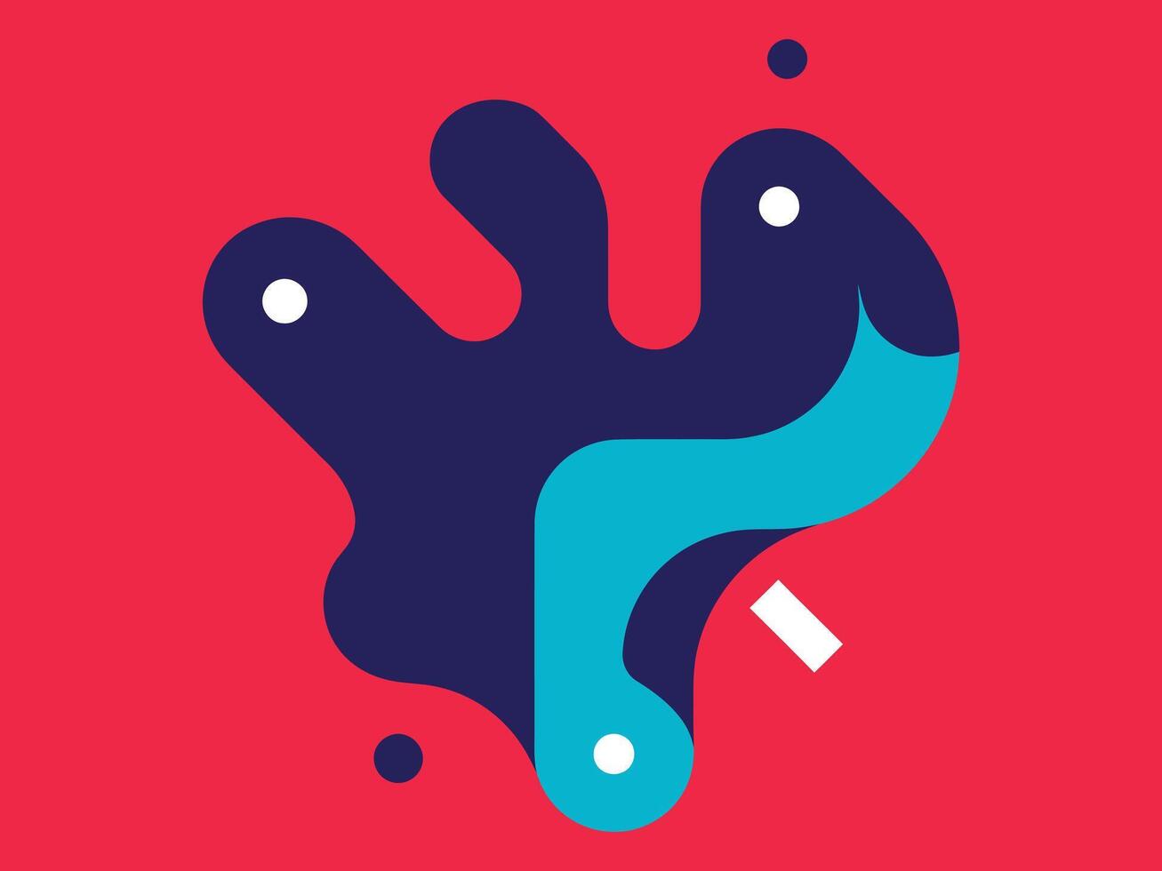 Abstract Blue Teal and Red Organic Shapes Composition vector