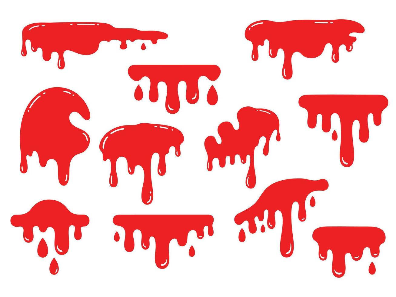 Collection of Red Dripping Paint Splashes and Drops vector