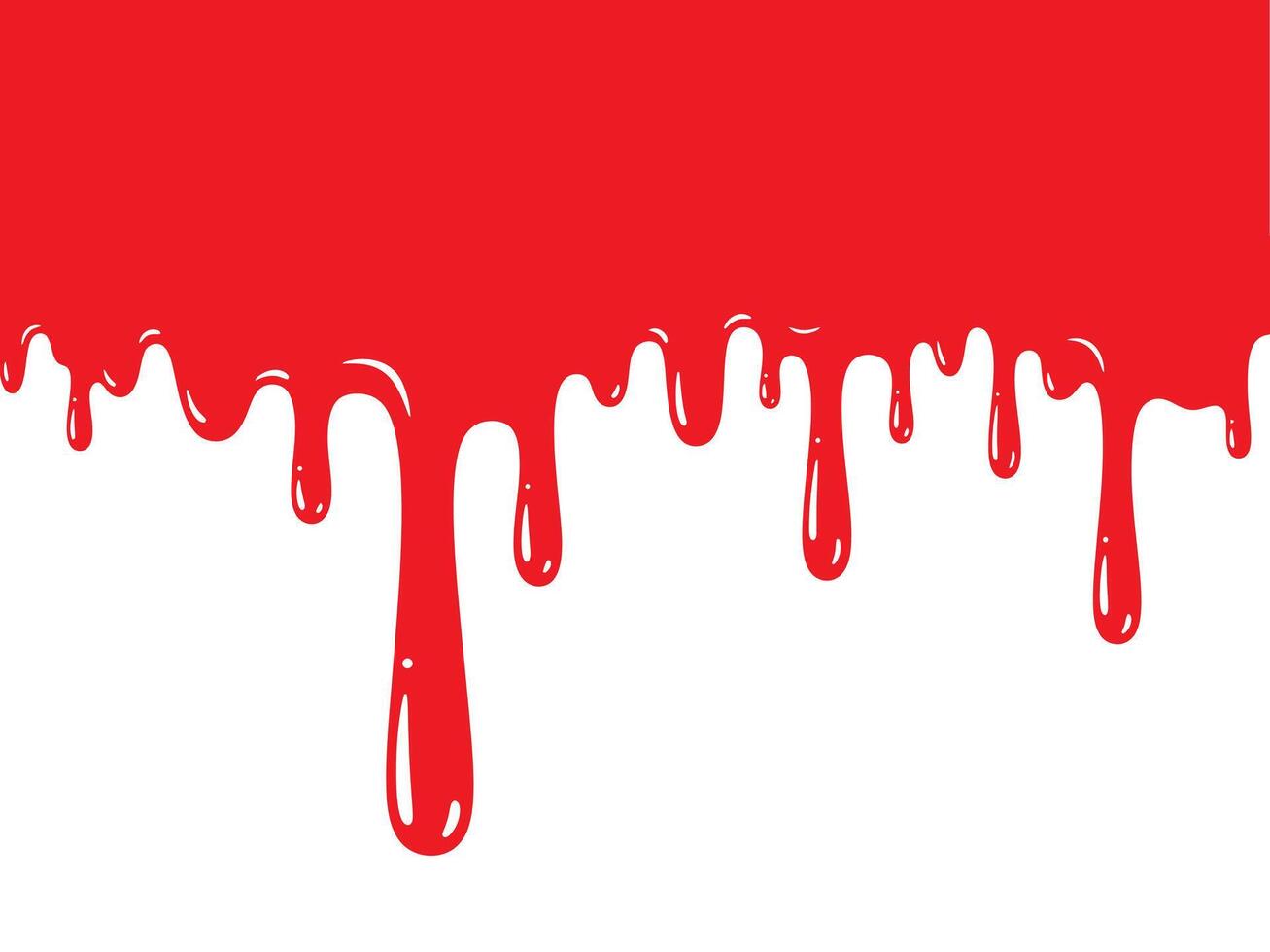 Red Paint Dripping Downward with Smooth, Glossy, and Rounded Forms. vector