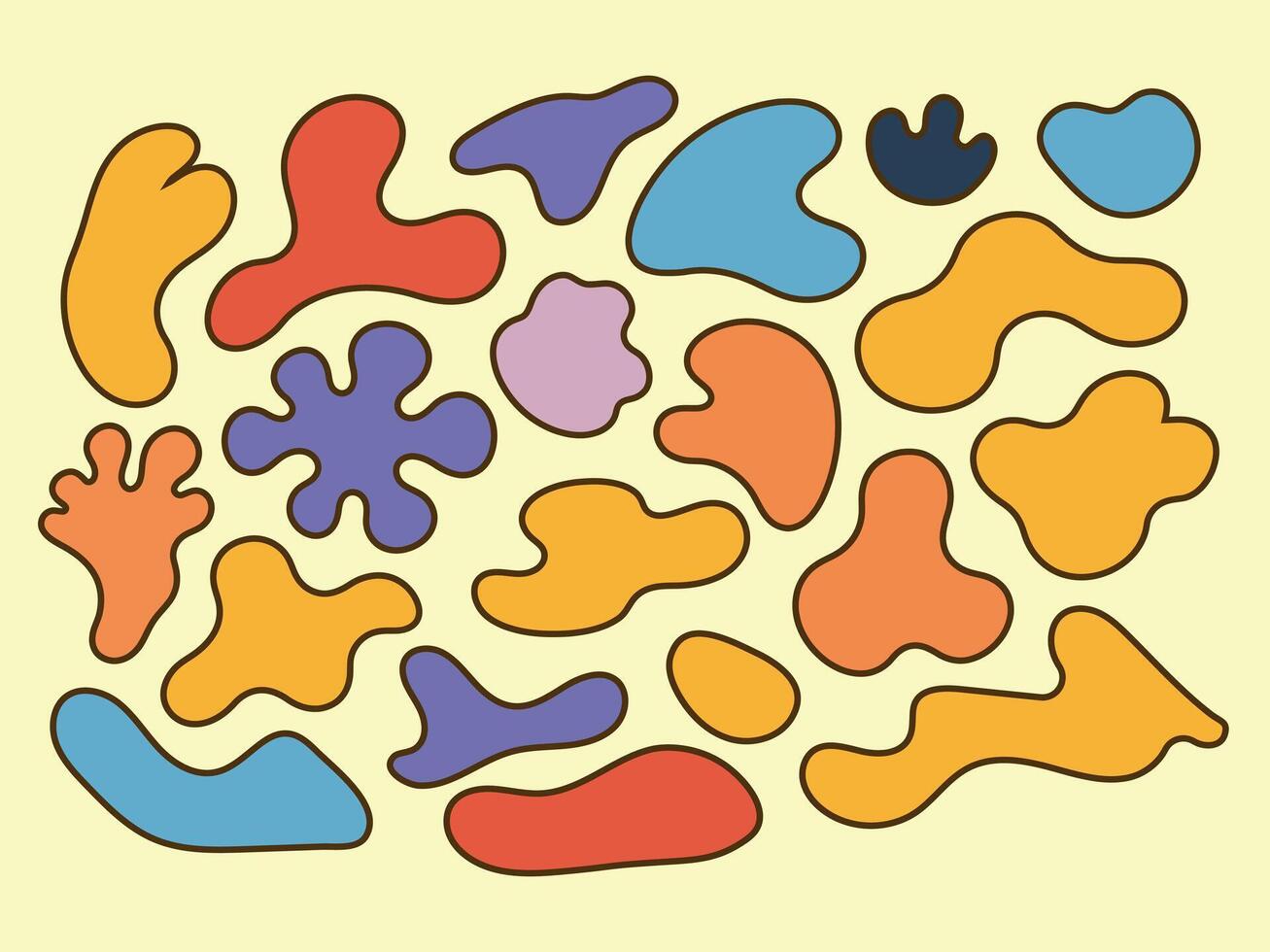 Abstract Colorful Organic Shapes Composition in Retro Style vector