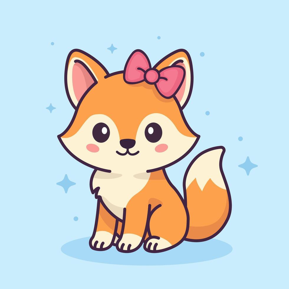 Charming Kawaii Fox vector