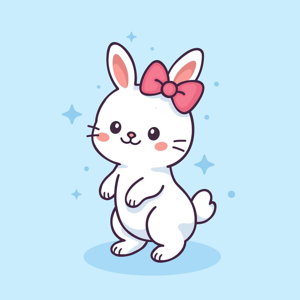 Kawaii Bunny Playful and Adorable Cartoon Rabbit vector