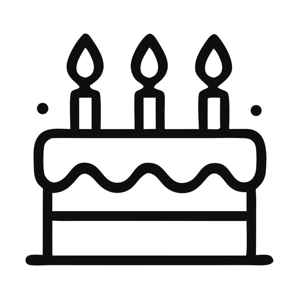 Stylized Birthday Cake Icon with Three Candles and Minimalist Design vector