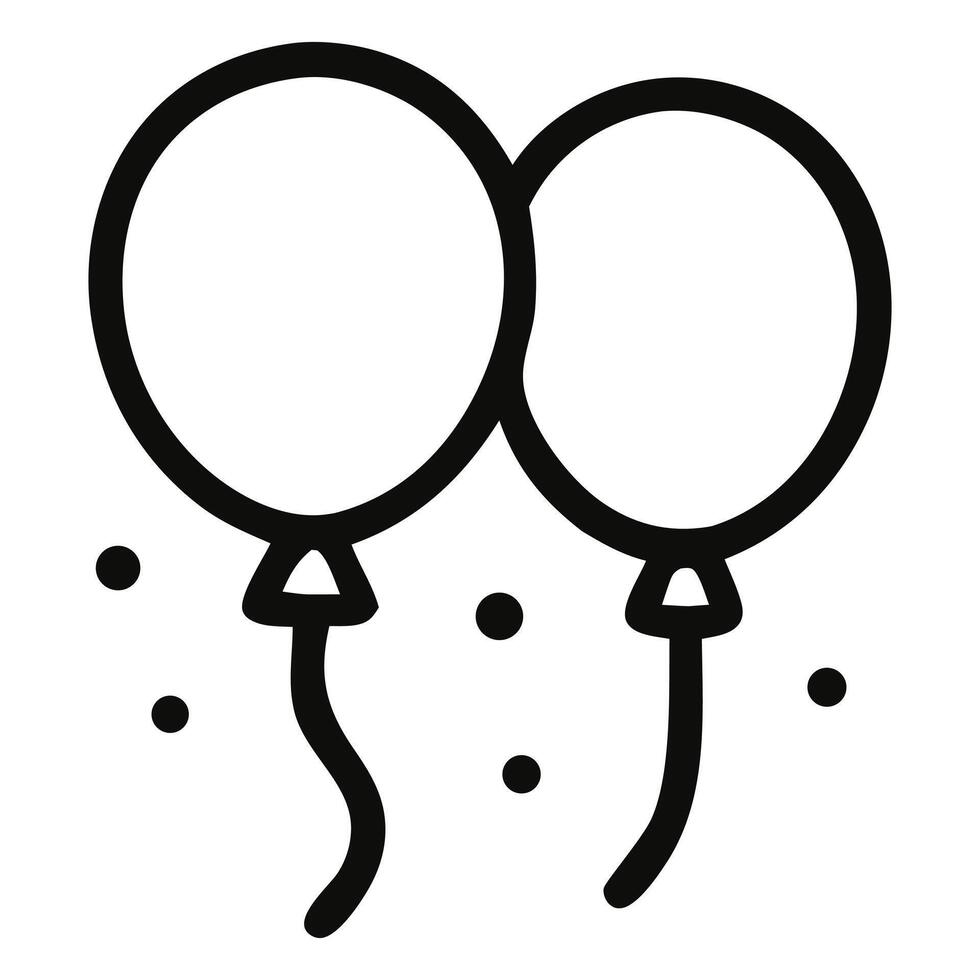 Two Outline Balloons with Curving Strings and Scattered Confetti Dots vector