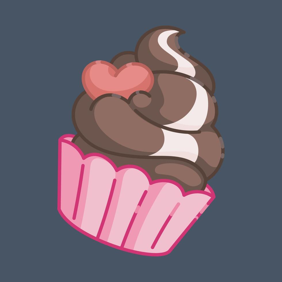 chocolate cream cake with love shape topping in isolated background vector