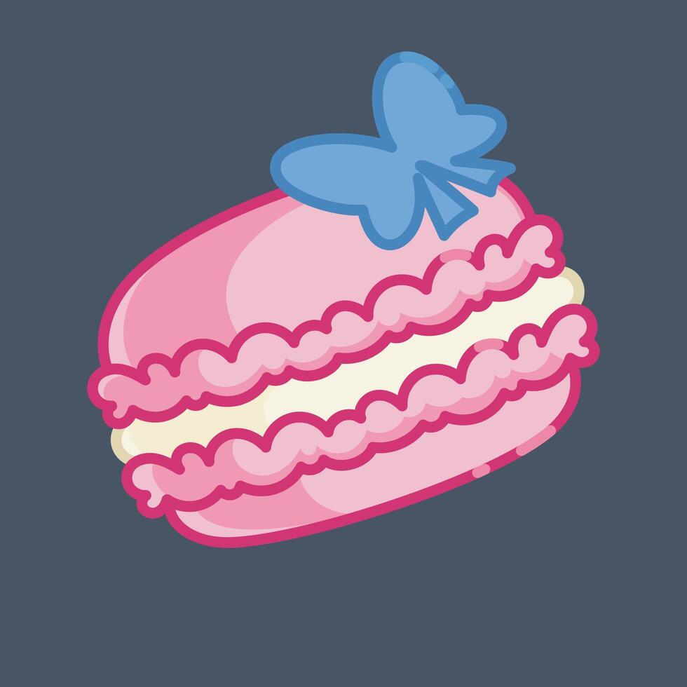 pink macaron with blue ribbon in isolated background vector