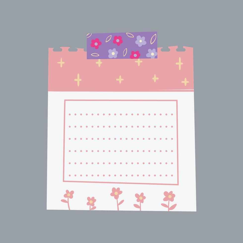 Aesthetic pink floral sticky note for journaling and message in isolated background vector