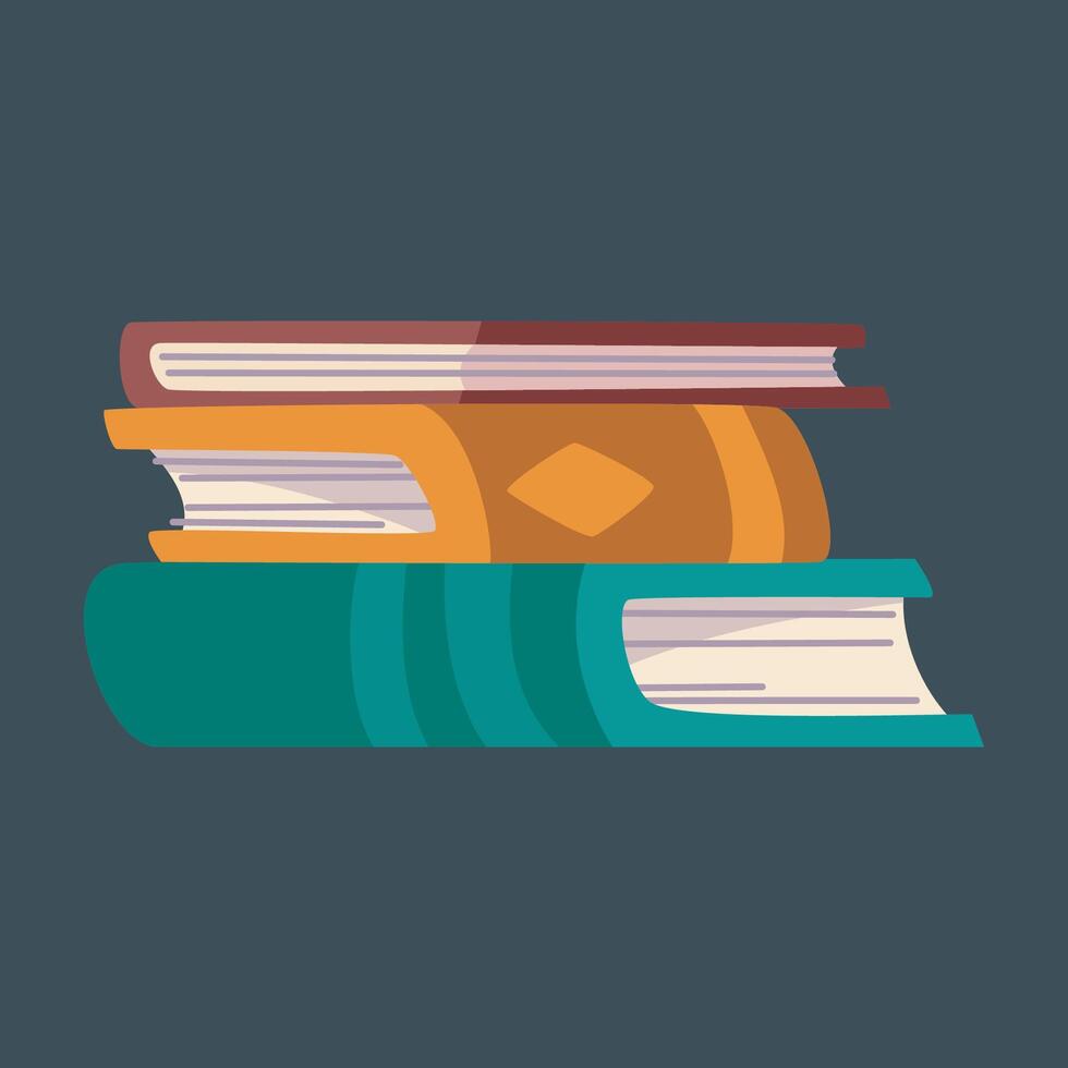 a stack of three books in isolated background vector