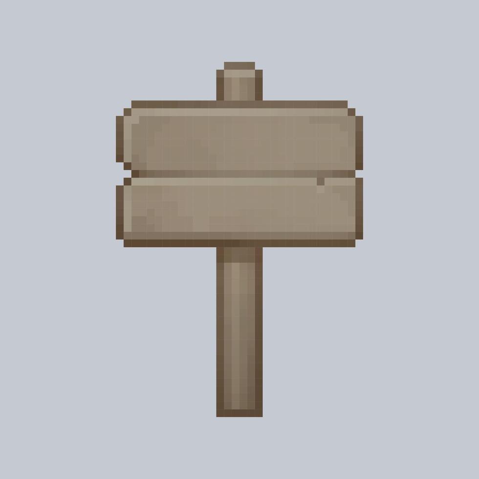 wooden signpost in pixel art style with isolated background vector