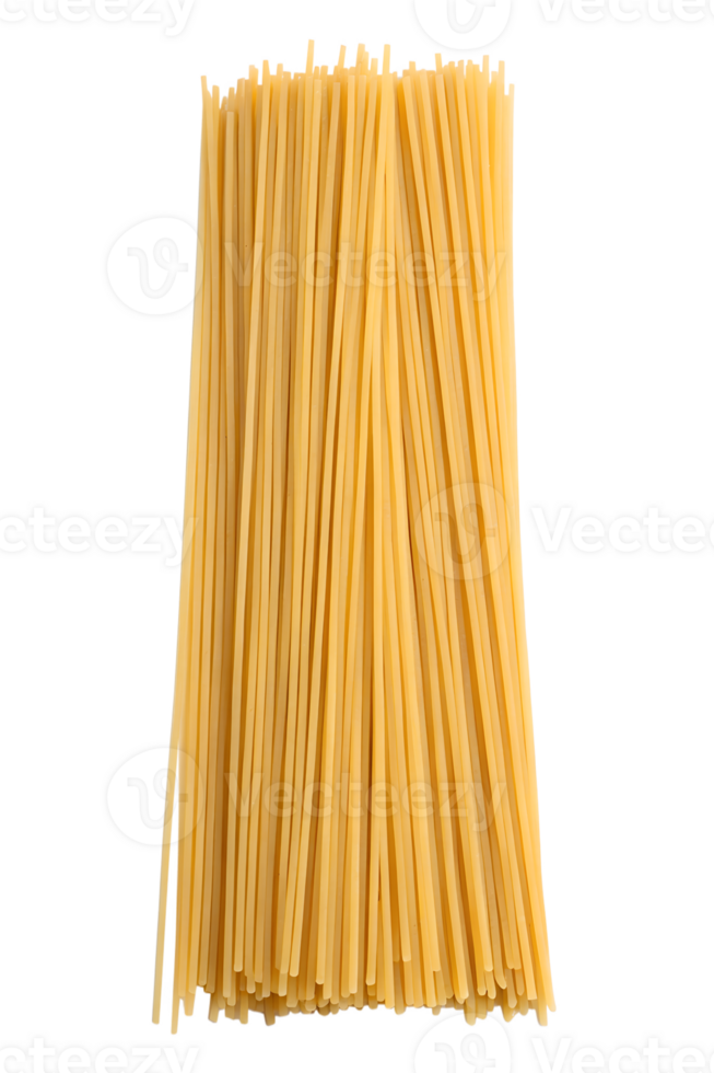 Bundle of uncooked spaghetti pasta, ready for cooking, isolated on transparent background, italian food, wheat noodles, dry pasta ingredients png