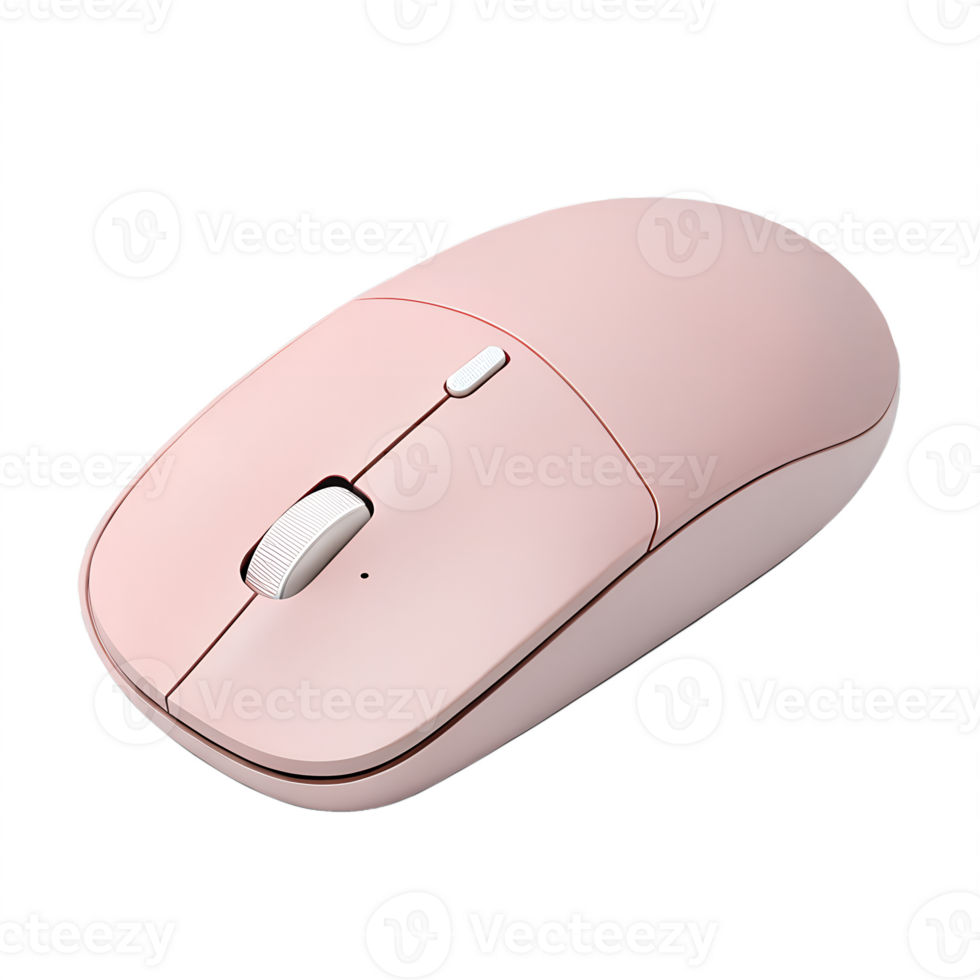 Pink wireless mouse on transparent background, minimalist tech accessory png