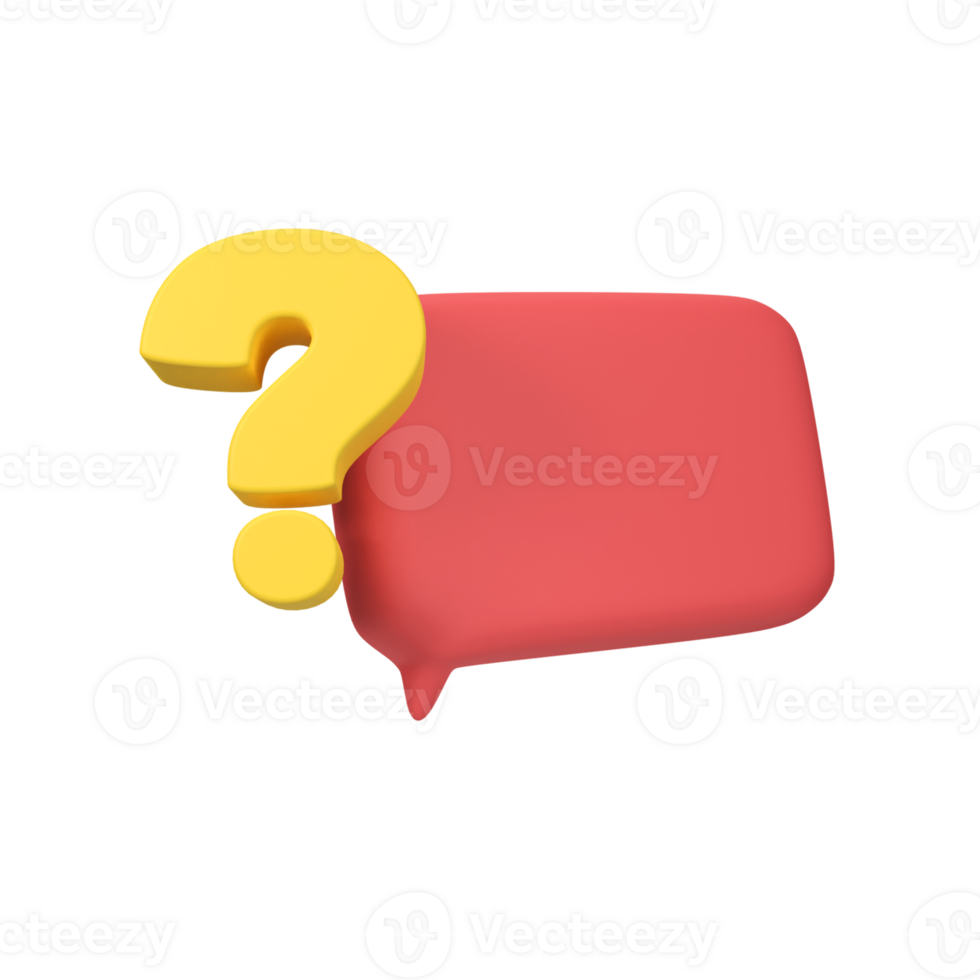 Question and with speech bubble isolated 3d render icon illustration png