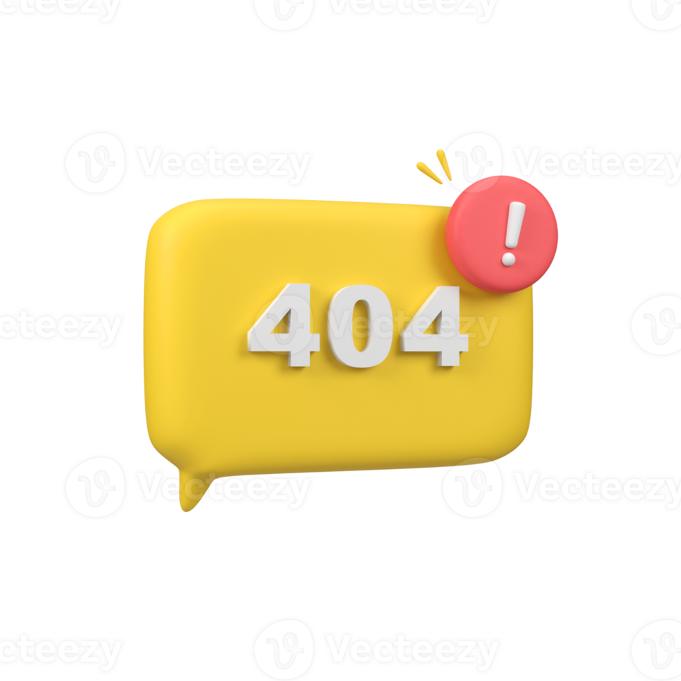 Pop up and alert error 404 isolated 3d render icon illustration png