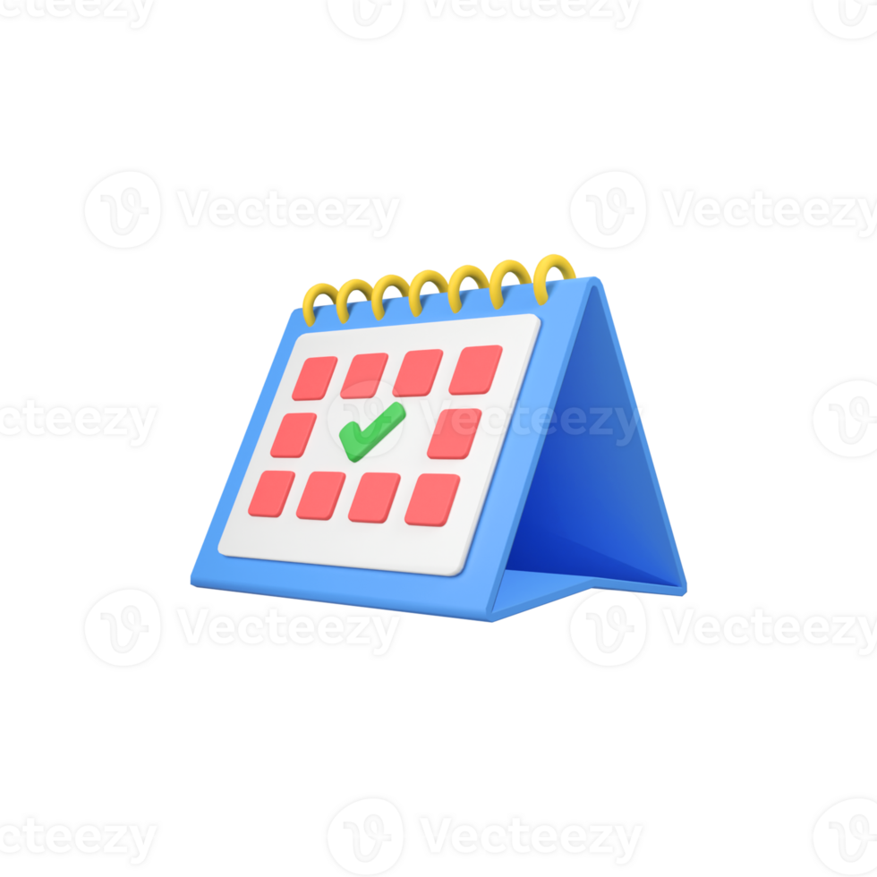 Desk calendar isolated 3d render icon illustration png