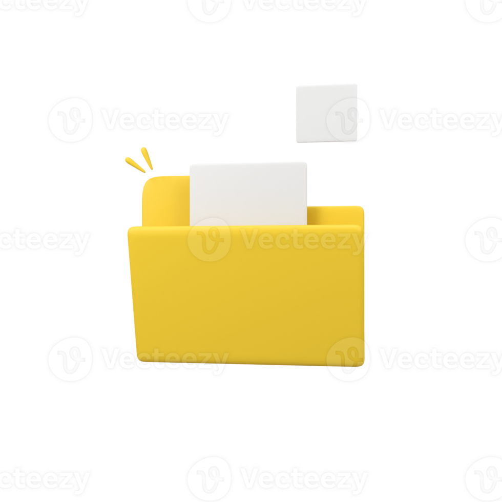 Folder and files isolated 3d render icon illustration png