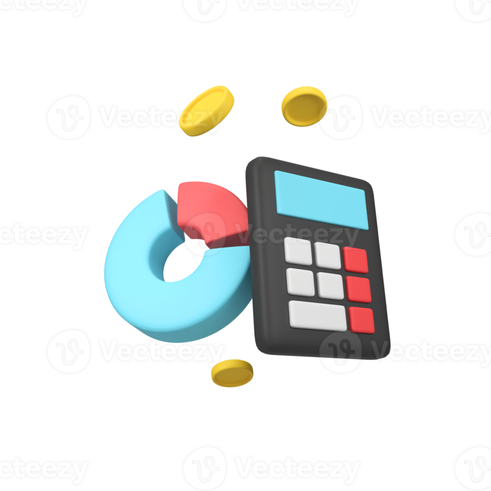 Financial Calculation and Data Analysis isolated 3d render icon illustration png