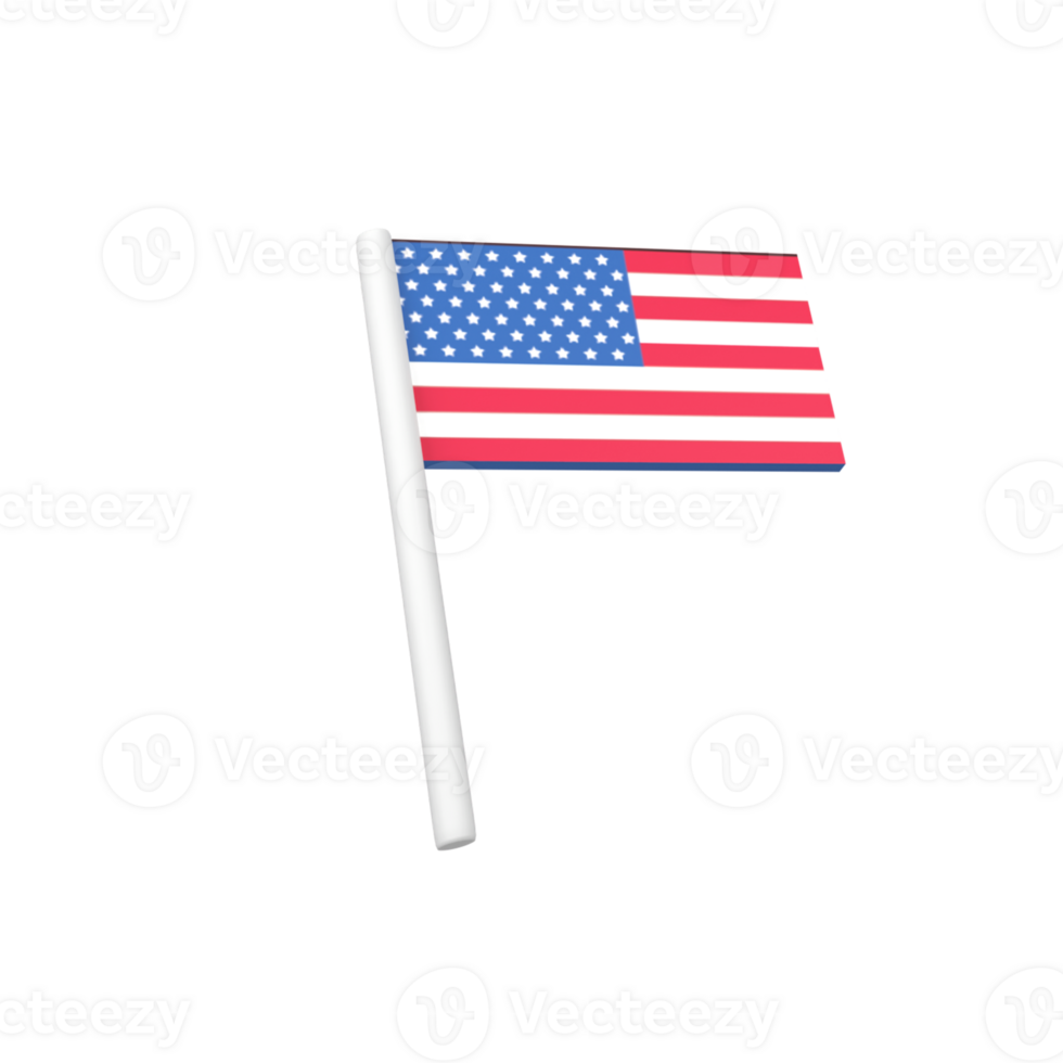 American flag isolated 3d render icon illustration png