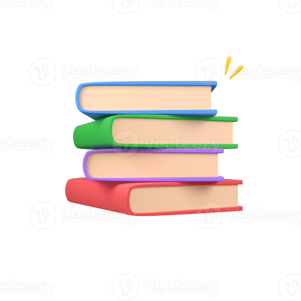 Stack of books isolated 3d render icon illustration png