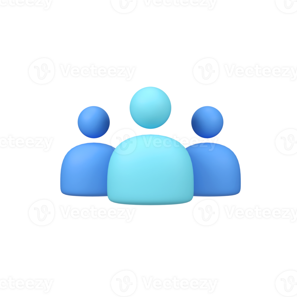 Group of people isolated 3d render icon illustration png