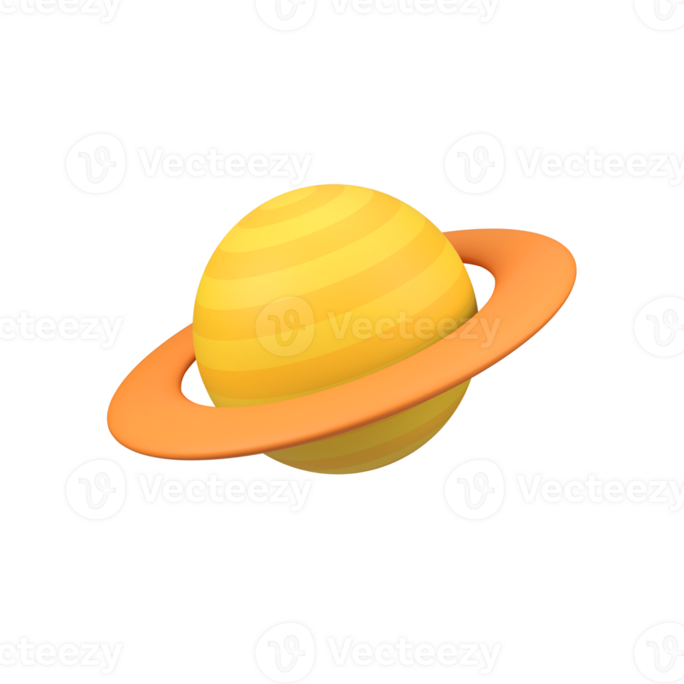 Planet Saturn isolated 3d render icon png