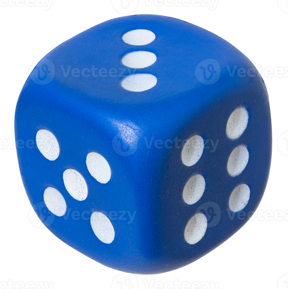 Blue die showing three on top cut out png