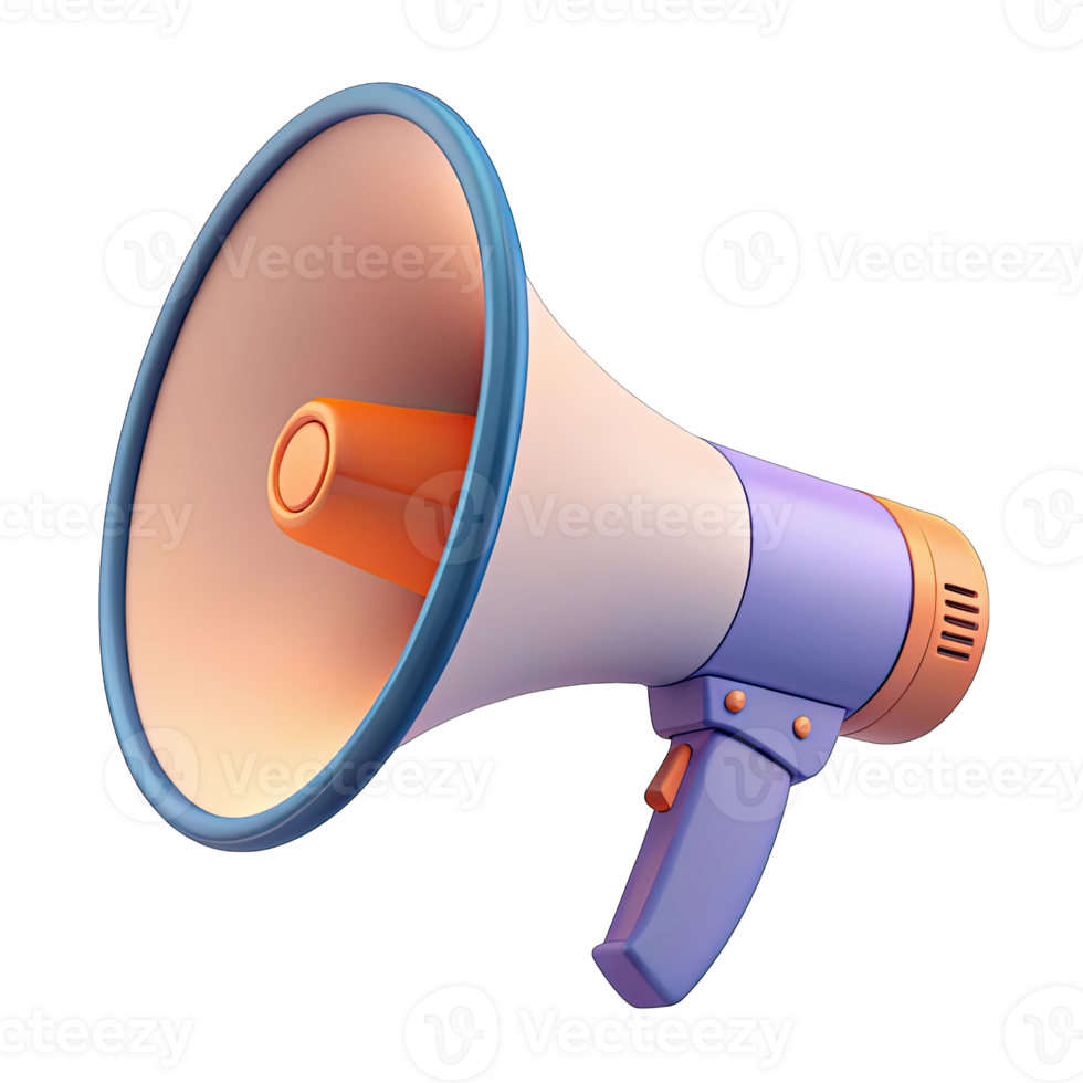Isolated Pastel Megaphone, 3D Cartoon Style Loudhailer with Transparent Background png