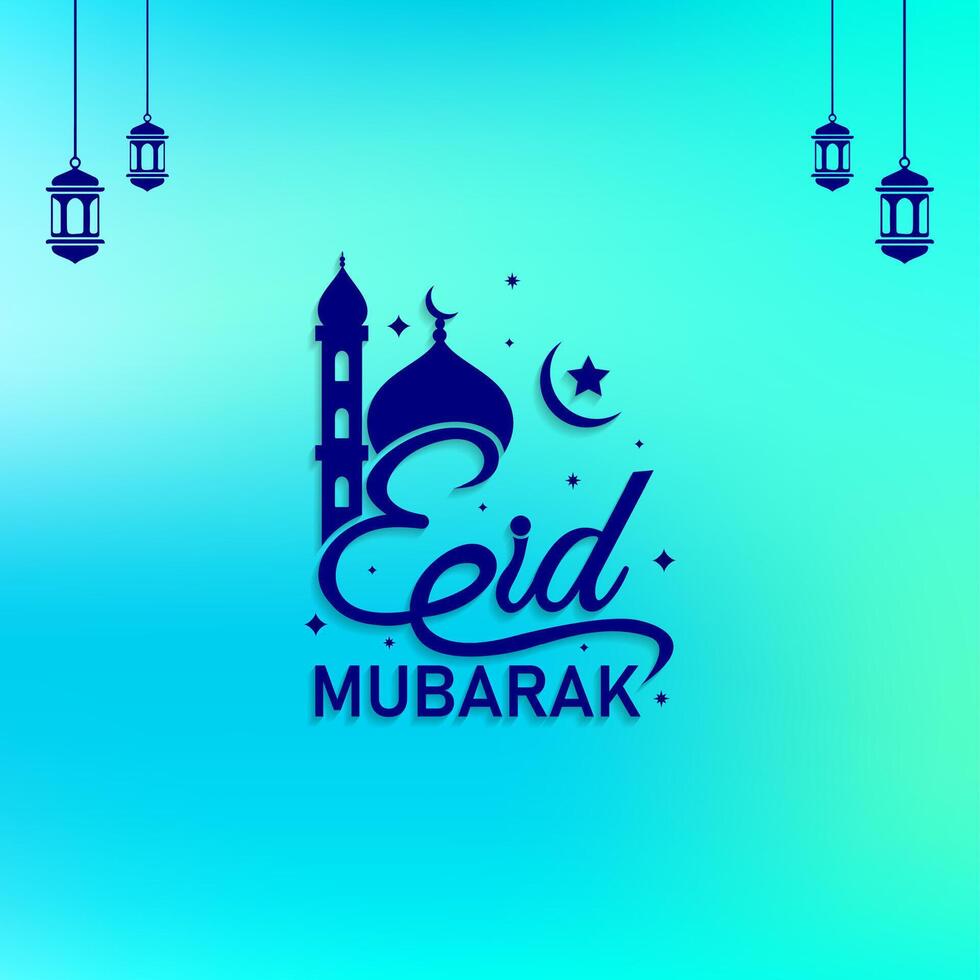 Eid Mubarak English Typography. Eid ul-Fitr, Eid ul-Adha text design. Creative Art Eid Mubarak Lettering and Mubarak calligraphy Background vector