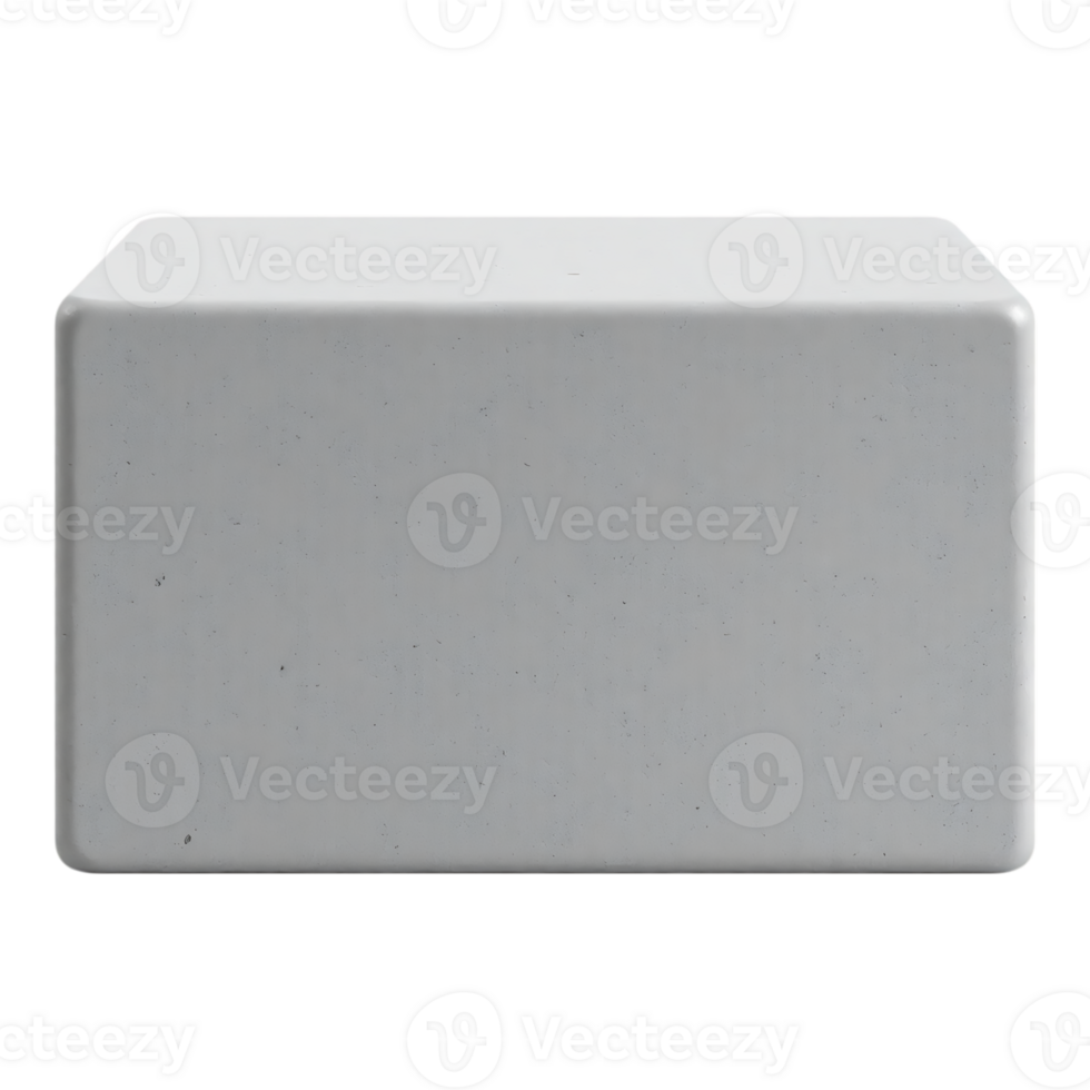 A white rectangular 3D block isolated on a transparent background. png