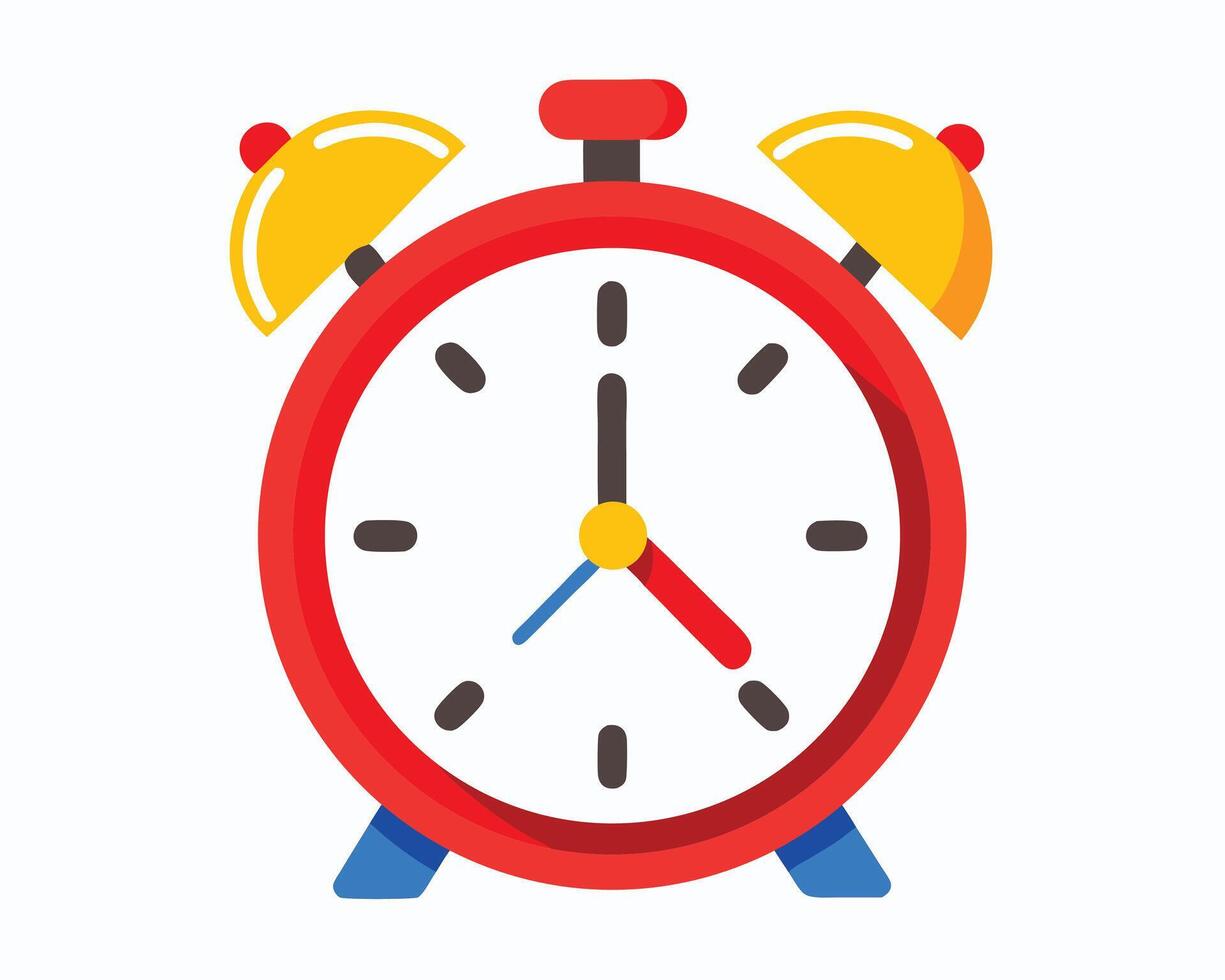 Colorful illustrated alarm clock showing five oclock a graphic design icon perfect for scheduling and planning vector
