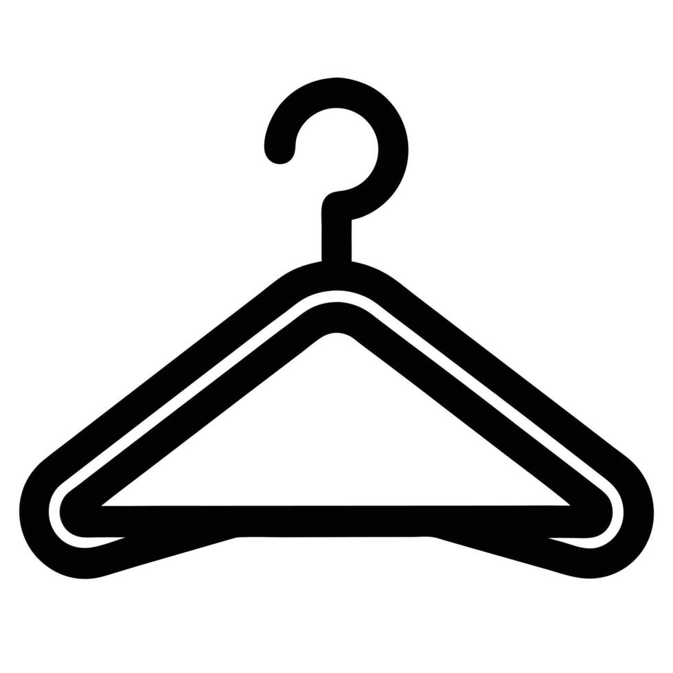 Simple minimalist black and white illustration of a clothes hanger isolated on white background vector