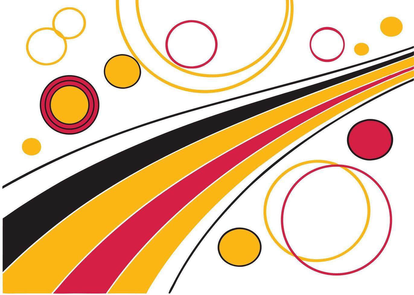 Abstract geometric design featuring dynamic lines and colorful circles on a clean white background vector