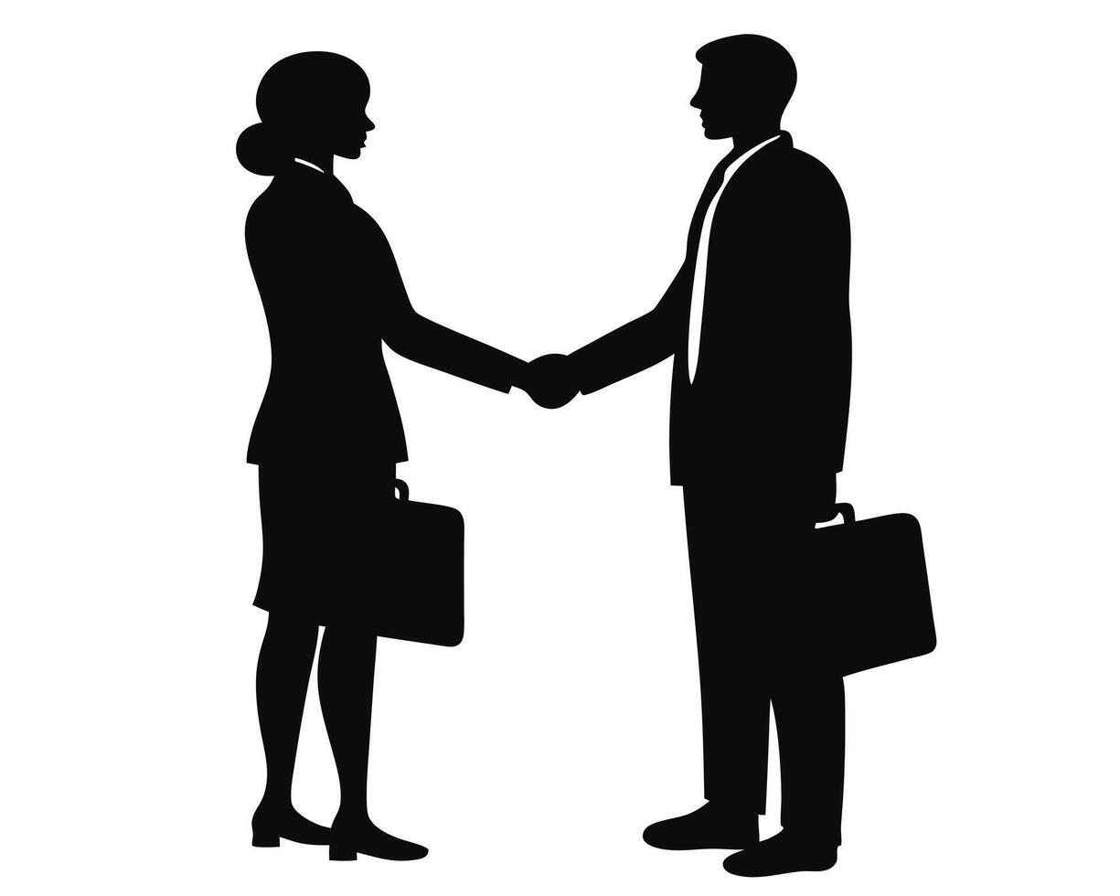 Silhouette illustration of business people shaking hands in agreement or successful partnership vector