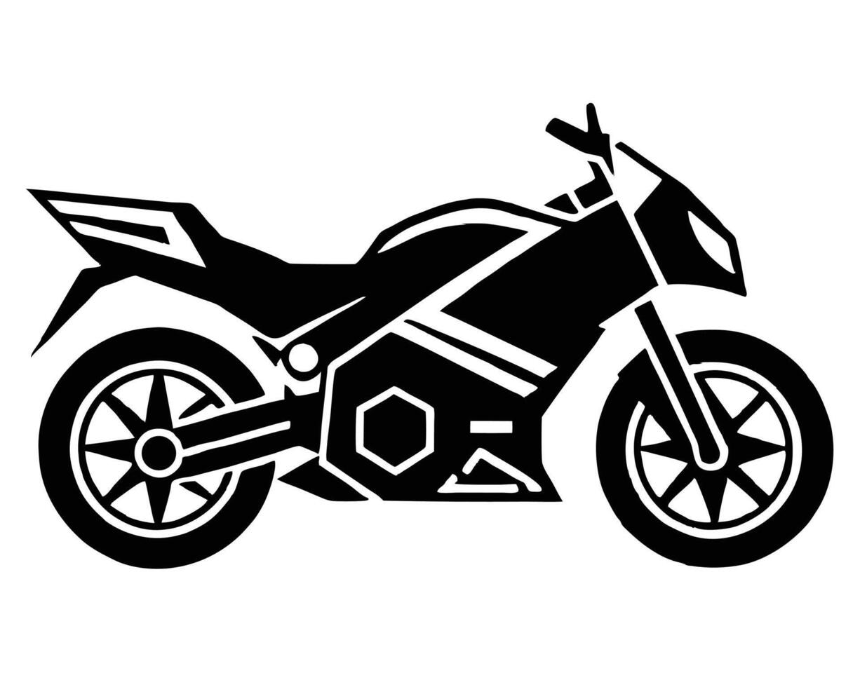 Black and white illustration of a modern sport motorcycle isolated on white background vector