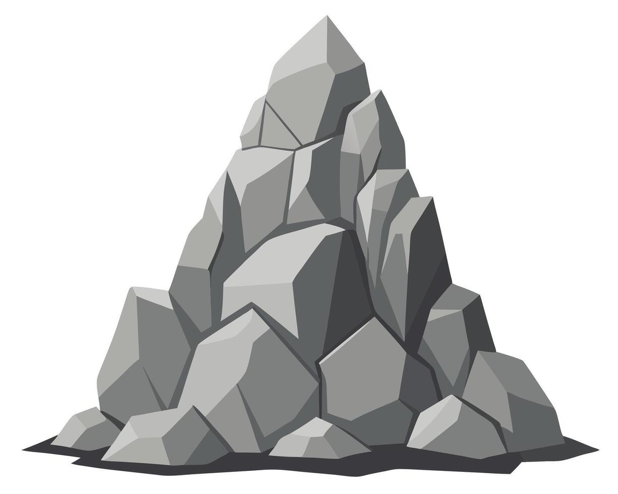 illustration of a grey rock pile isolated on a clean white background vector