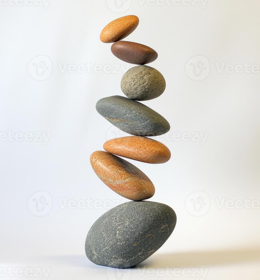 Balanced stones in a delicate stack photo