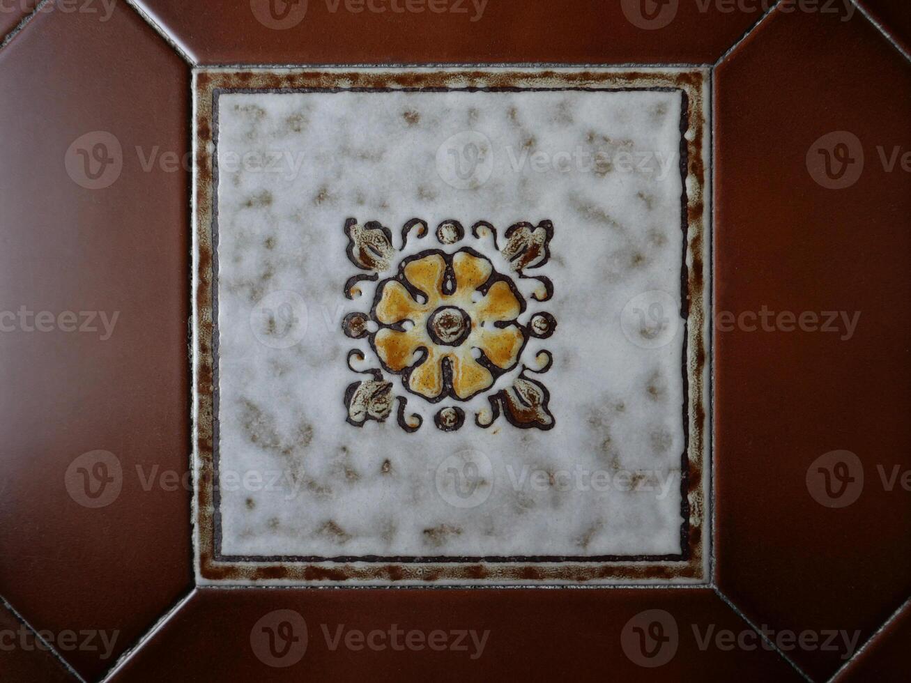 retro floral floor tile background photo