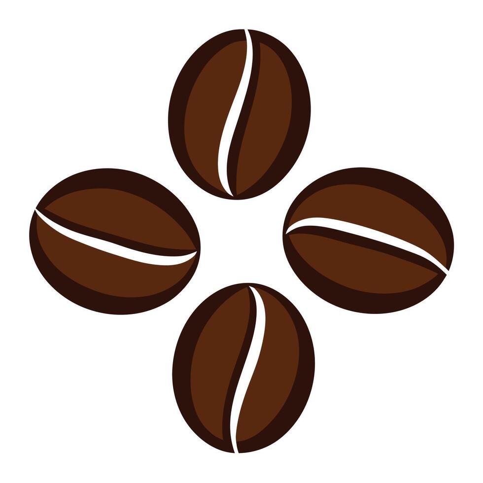 Four stylized coffee beans in a simple design against a plain white background vector