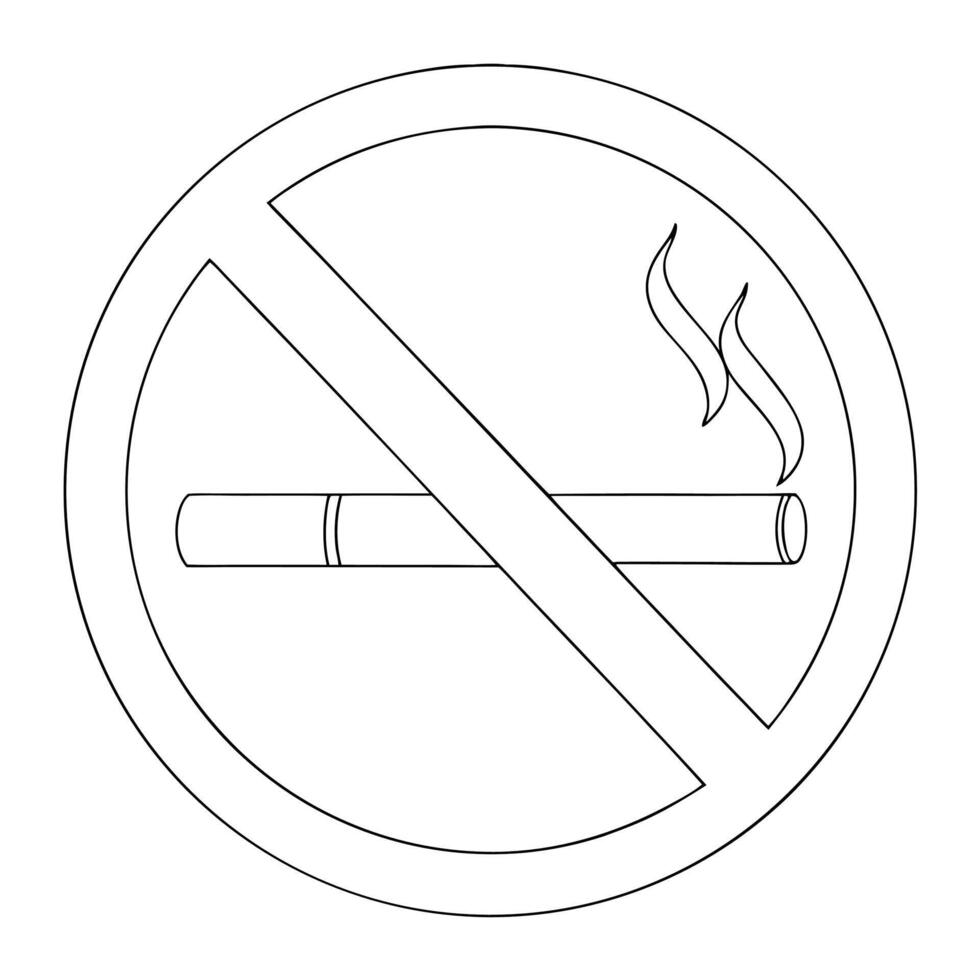 No smoking symbol sign illustrated black and white warning against tobacco use and consumption vector
