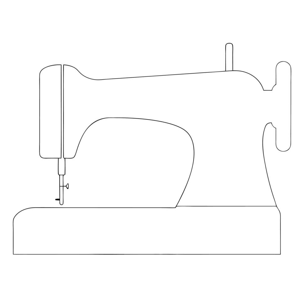 Simple outline illustration of a classic sewing machine for crafting and fashion design vector
