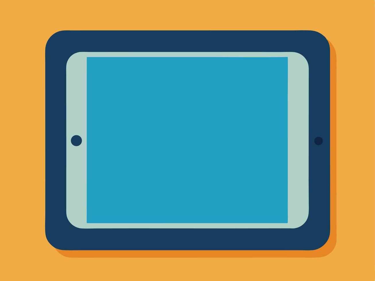 Flat design illustration of a digital tablet on a vibrant orange background vector