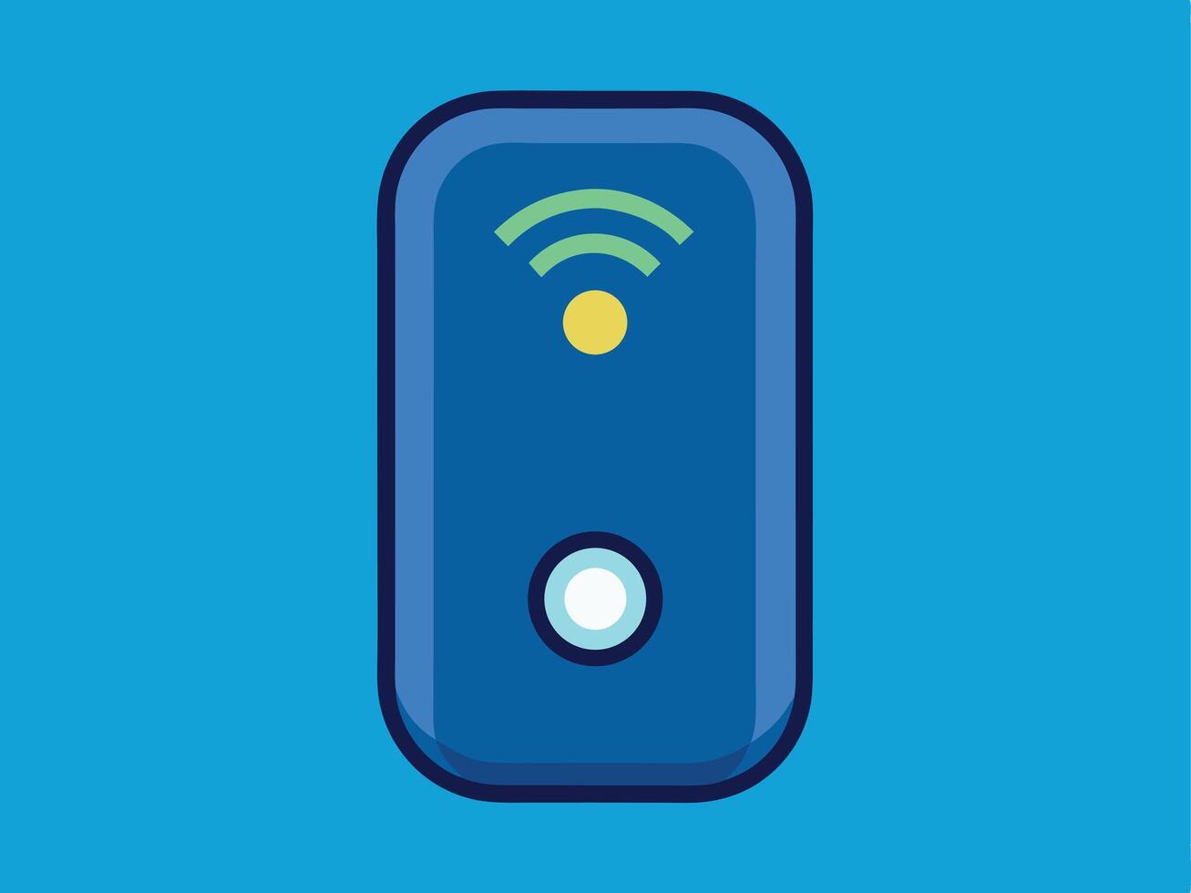 Flat illustration of a modern wifi router on a blue background vector