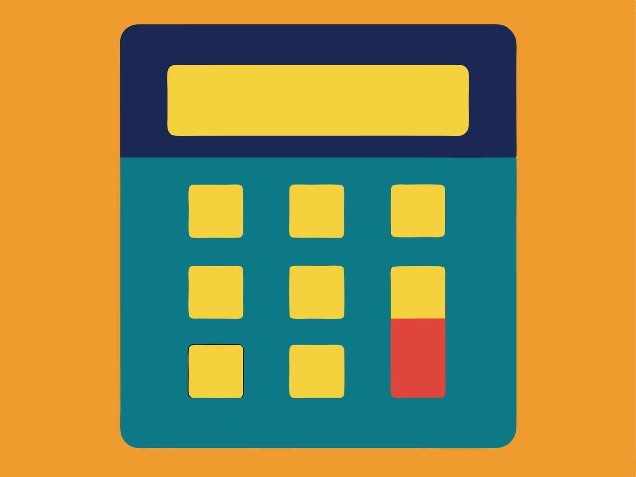 Flat design calculator icon on a vibrant orange background for financial concepts. vector
