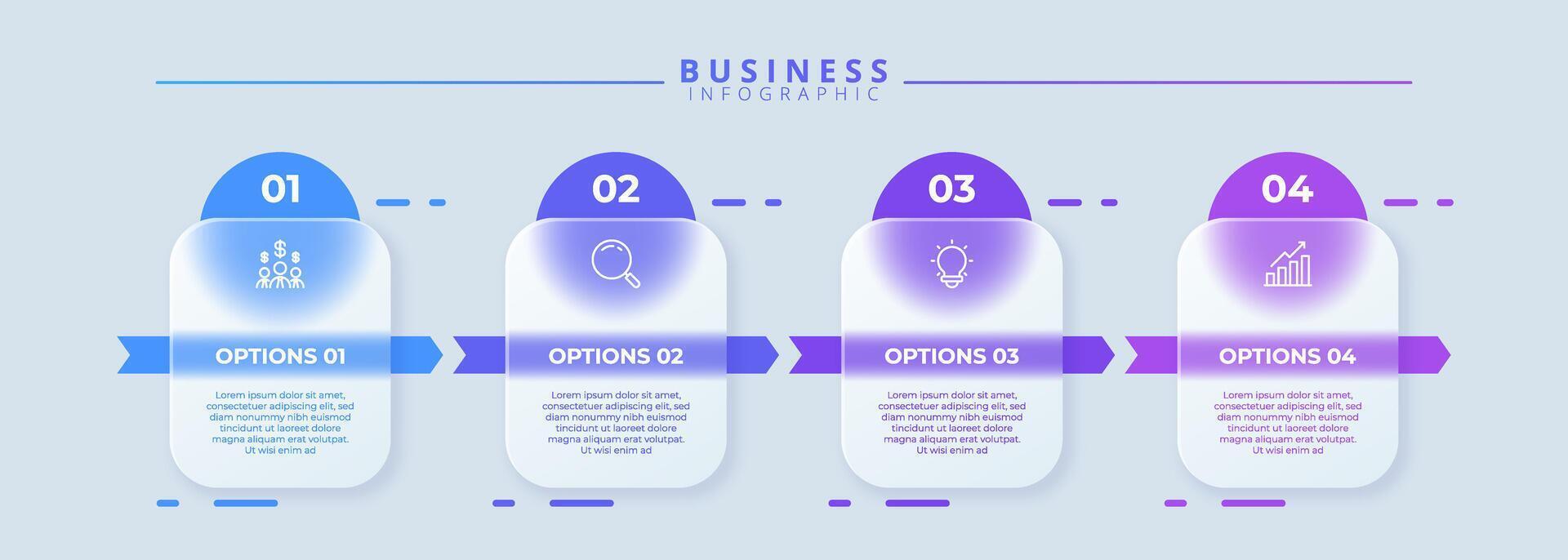 Infographic labels with icons and 4 options or steps. Suitable for process diagrams, presentations, workflow layouts, banners vector
