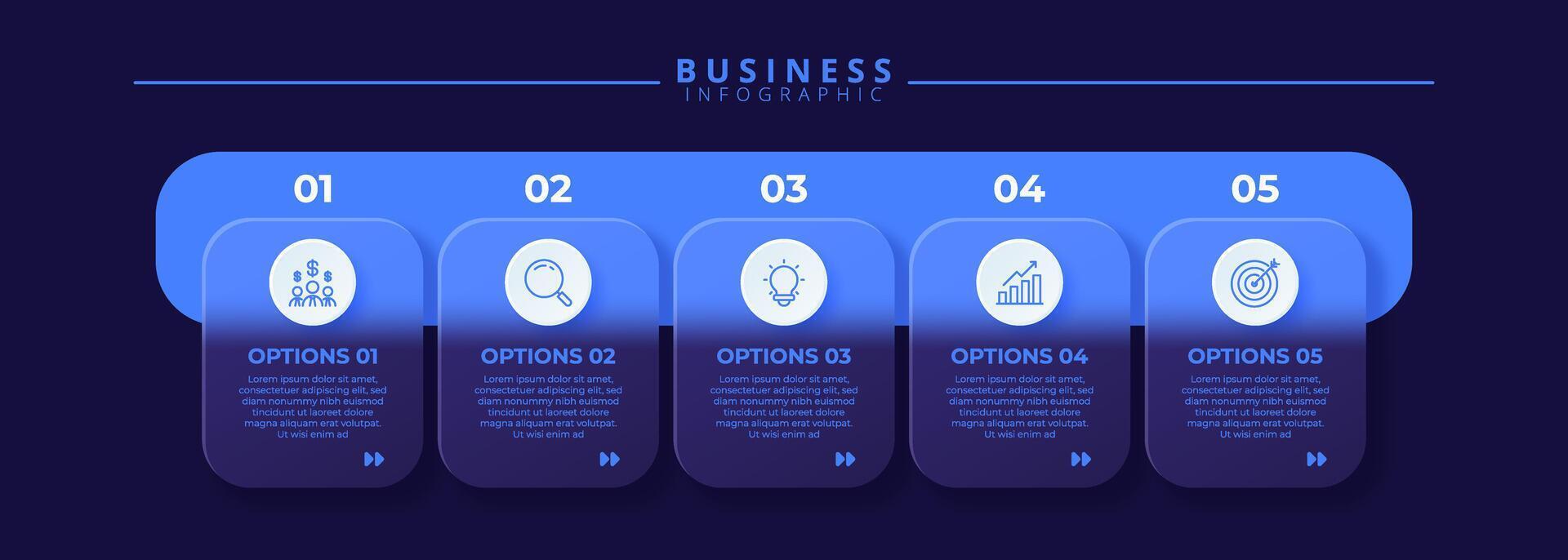 Infographic label design template featuring icons and five distinct step vector