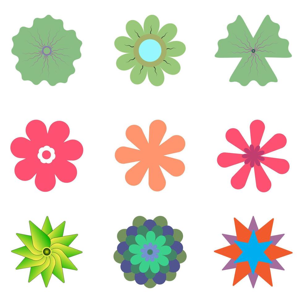 Abstract floral clip art illustration. Colourful spring blossom trendy seasonal flower on white background. vector