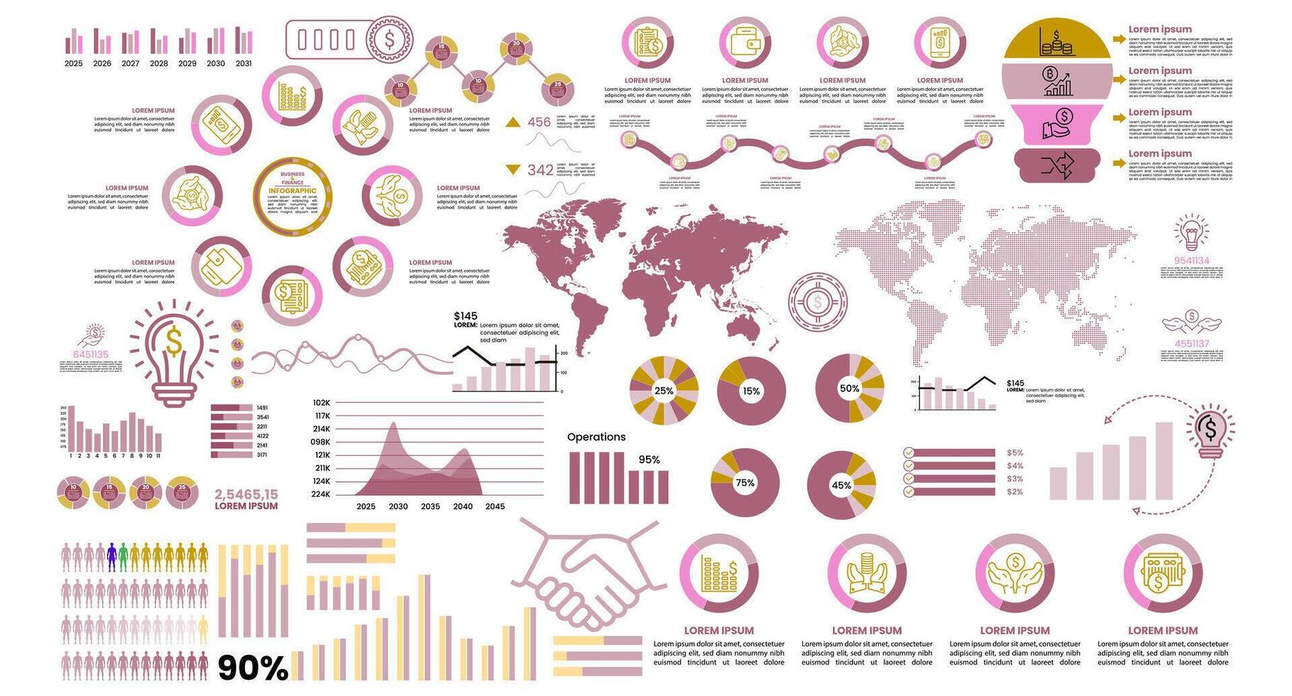 Trending bundle of abstract infographic elements. Business and finance infographic collection. Infographic template collection. Info graph template bundle design used for business and finance vector