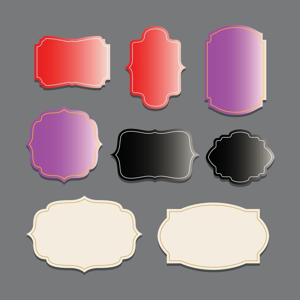 a set of different colored and black frames vector