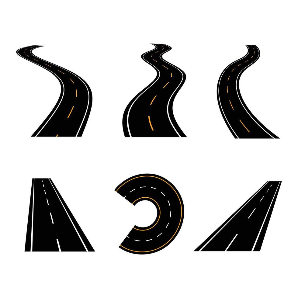 a set of four different types of roads vector